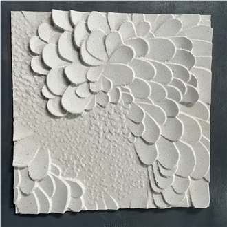 Limestone CNC Wall Panels Flower Design