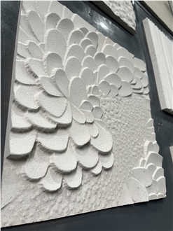Limestone CNC Wall Panels Flower Design