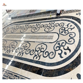 Office Building Ground Waterjet Marble Floor Medallions