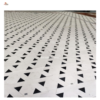 Triangular Design Waterjet Cut Pattern Marble Floor Tiles