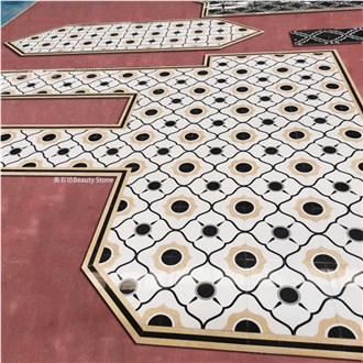 Water Jet Carpet Floor Medallions For Corridor Design