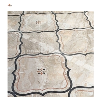 Wave Round Water Jet Flower Design Inlay Medallion Pattern
