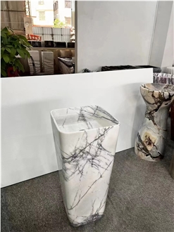 Natural Marble Stone White One-Body Basin