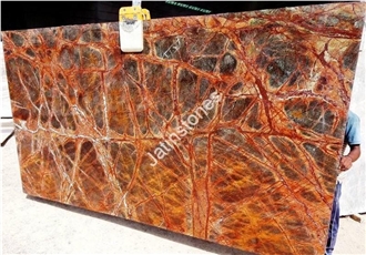 Rainforest Golden Brown Marble Slabs Tiles