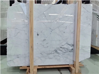 Italy Fine Lines Snow White Marble Slabs For Dinning Room