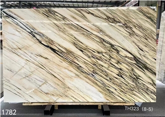 China Calacatta Gold Marble Slabs Silver White Jade Stone