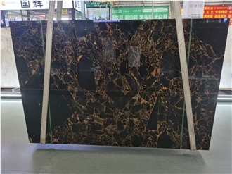 Rolan Golden Nero Portoro Marble Black Gold Flower Athens
