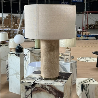 Cylinder Travertine Lamp  Home Decor Products
