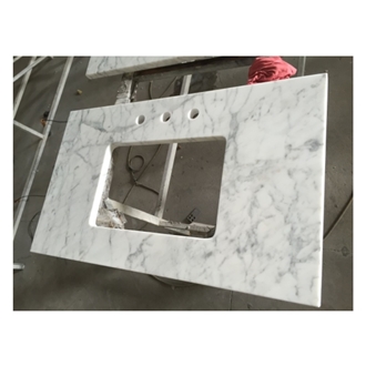 Pre Carrera White Marble Bathroom Double Sinks Vanity Tops