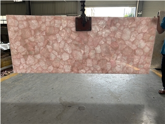 Large Size Pink Crystal Rose Quartz Semiprecious Stone Slabs