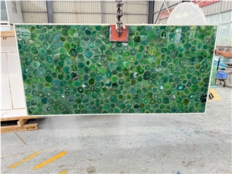 Large Size Polished Green Agate Semiprecious Stone Panels