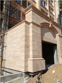 Landscape Yellow Wooden Sandstone Wall Tiles