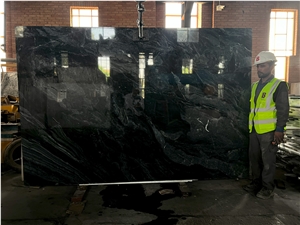 Iran Black Marble Slabs - CLIFF S2