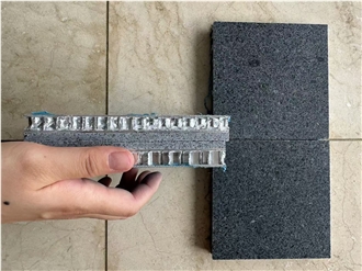 Cambiran Black Honed Granite Honeycomb Backed Stone Panels