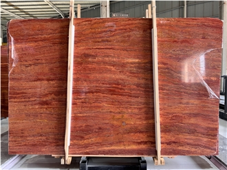 Red Travertine Slabs For Home Decoration