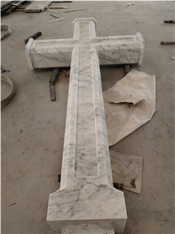 White Mabrle Cross Monument Bianco Carrara