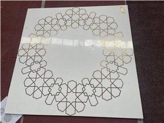 Custom Water Jet Medallions Cutting Brass Inlay Floor