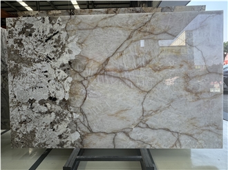 Brazil Patagonia Quartzite Big Crystal Light Though  Slabs