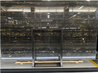 China Portoro Gold Natural Black Marble For Floor  Tiles