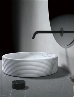 White Marble Stone Sink Wash Basin