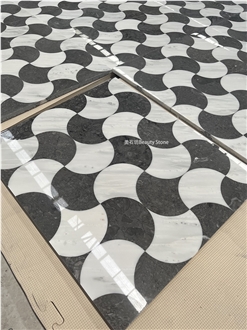 Alternating Ginkgo Leaf Design Waterjet Medallions Pattern