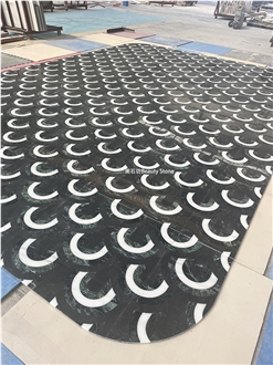 Interlocking Curved Ground Waterjet Floor Medallions Pattern