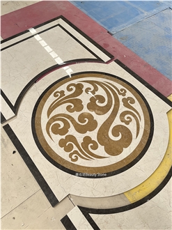 Natural Waterjet Marble Pattern Cut To Size Inlay Medallion