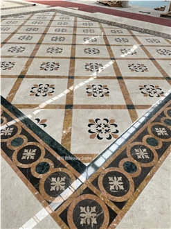 Ottoman Marble Flower Waterjet Medallions Pattern Tiles
