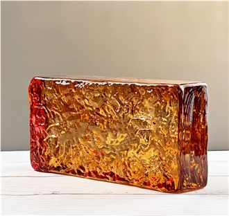 Amber Double-Sided Ice Crystal Pattern Glass Bricks