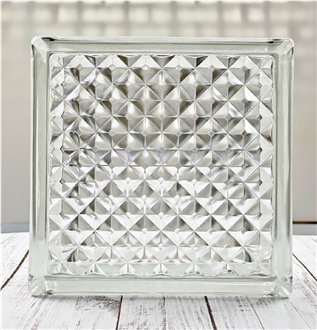 Hollow Glass Brick-Checkered Pattern Building Ornaments