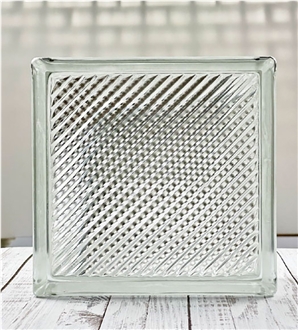 Hollow Glass Brick-Diagonal Stripe Building Ornaments