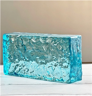 Light Blue Double-Sided Ice Crystal Pattern Glass Bricks