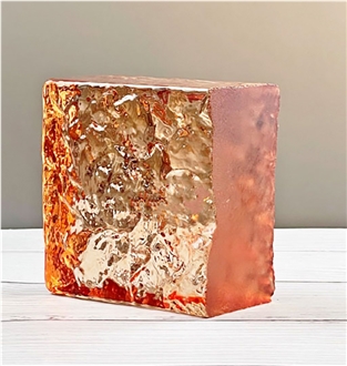 Orange Cut Double-Sided Ice Crystal Pattern Glass Bricks