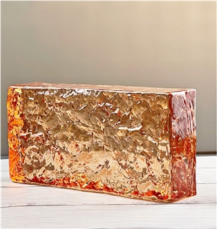 Orange Double-Sided Ice Crystal Pattern Glass  Bricks