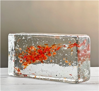 Red Cloud Solid Glass Bricks