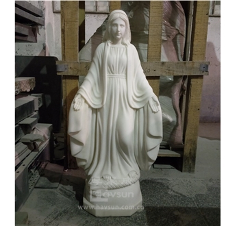 China White Marble Virgin Mary On A Snake Sculpture