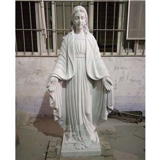 White Marble Religious Open Hand Blessed Mother Mary Statues