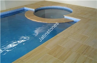 Yellow Teak Wood Sandstone Pool Copings, Pool Pavers