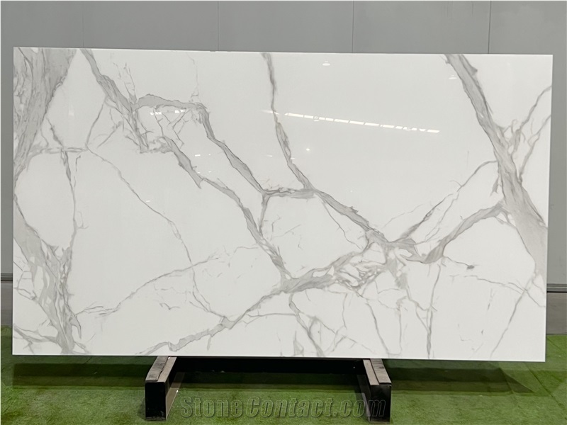 White Calacatta Nano Glass Stone Slab Nano Stone Slabs