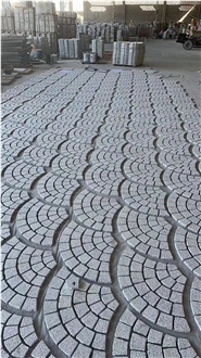 ES High Quality Natural Light Grey Granite Fan Shape Pavers