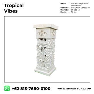 Bali Stone Carved Rectangle Pedestal Column