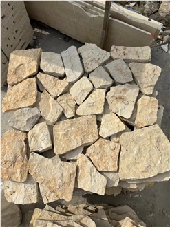 Beige Limestone Split Wall Stone,Random Flagstone For Wall