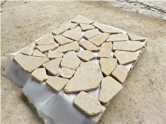 Beige Limestone Tumbled Random Flagstone Pavers & Walling