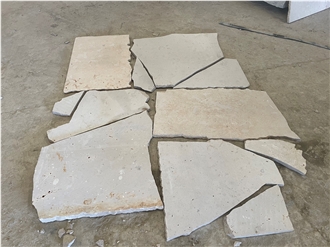 Honed Beige Limestone Irregular Random Flagstone Pavers/Wall