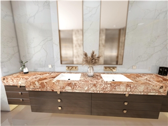 Rosalia Pink Marble Apartment Bench Tops Bath Top