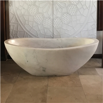 Classic Travertine Bath Tub, Stone Oval  Bathtub