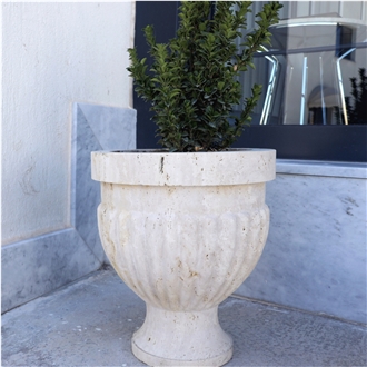 Classic Travertine Flower Stand  Flower Pots