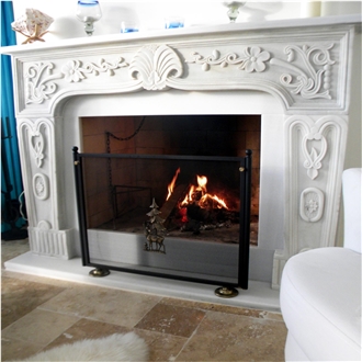 Modern Design White Marble  Fireplace