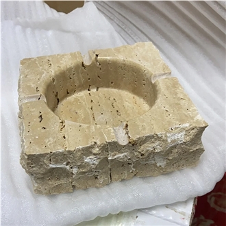 Beige Travertine Stone Ashtray