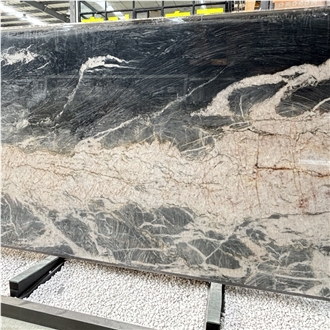 Black Waterfall Marble Slabs, Floor Tile
